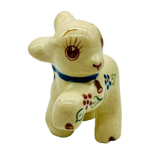 Vintage Sheep Lamb Cotton Tail Cotton Ball Dispenser Holder Art Pottery - Picture 6 of 8